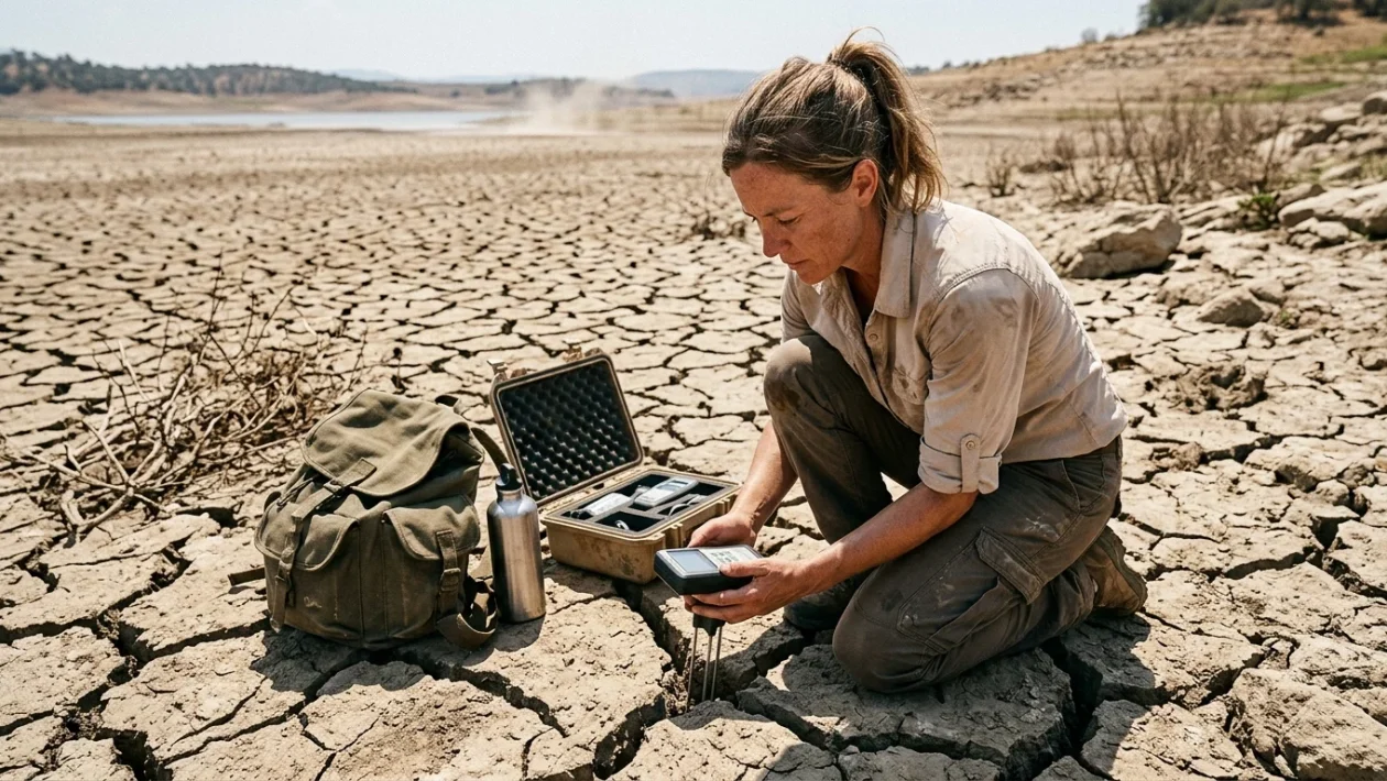 Terreno arido e paesaggio segnato da siccità ed eventi climatici estremi