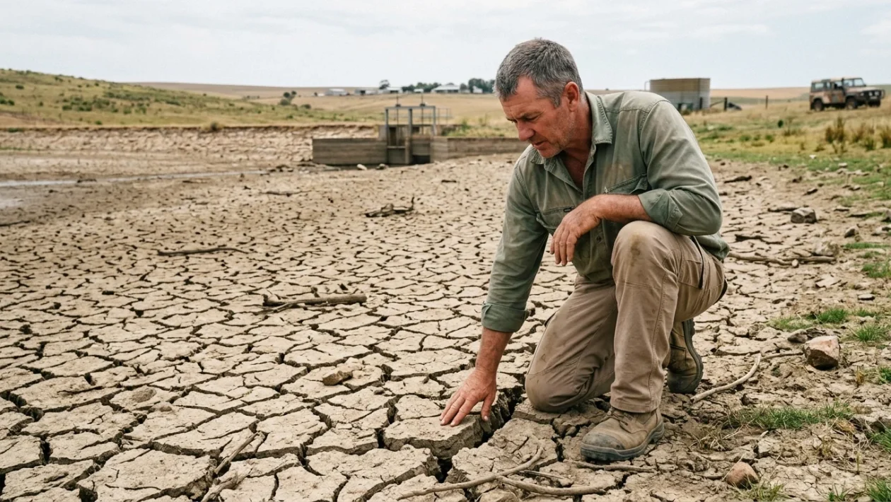 Campi aridi e vegetazione secca a causa di una forte ondata di calore