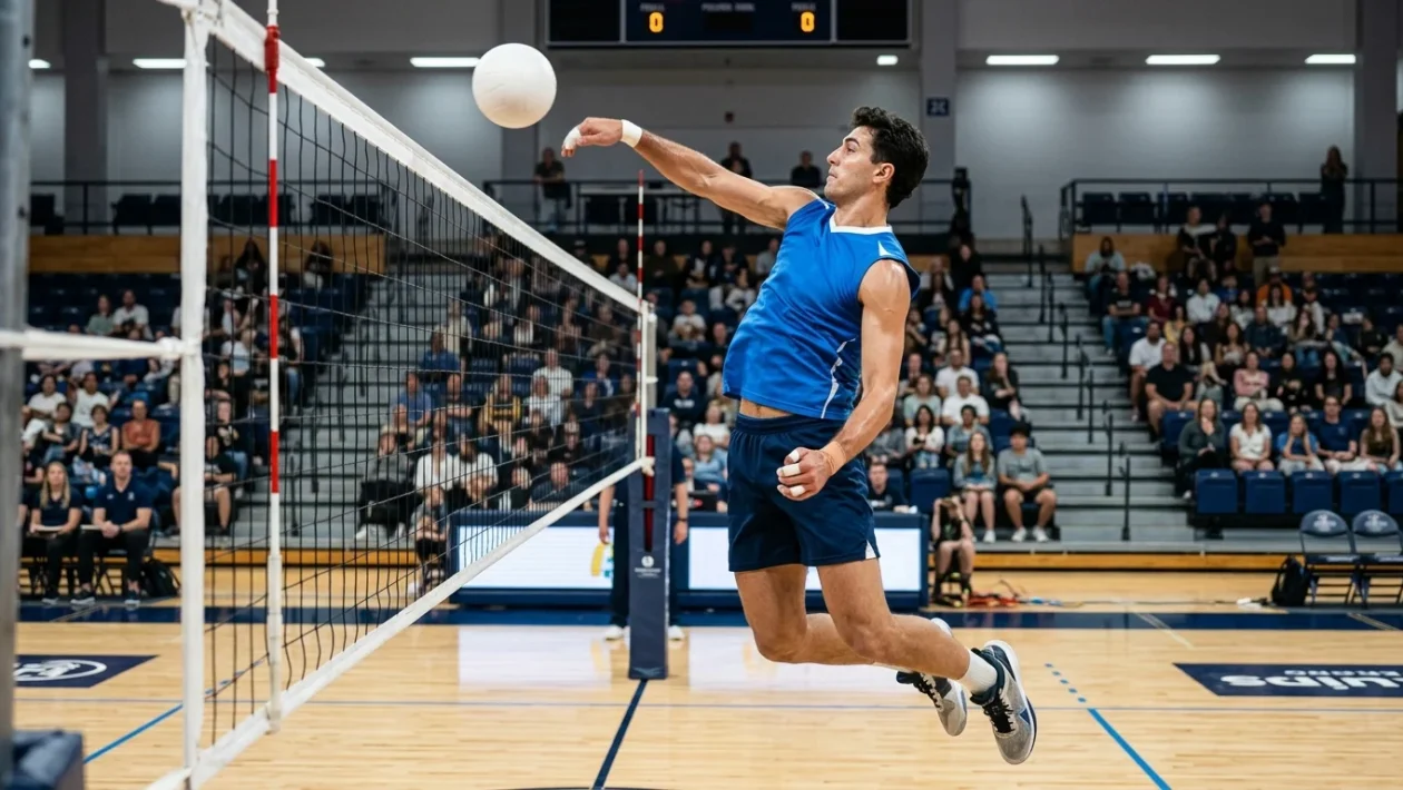Daniele Lavia durante una fase d'attacco e schiacciata nella pallavolo
