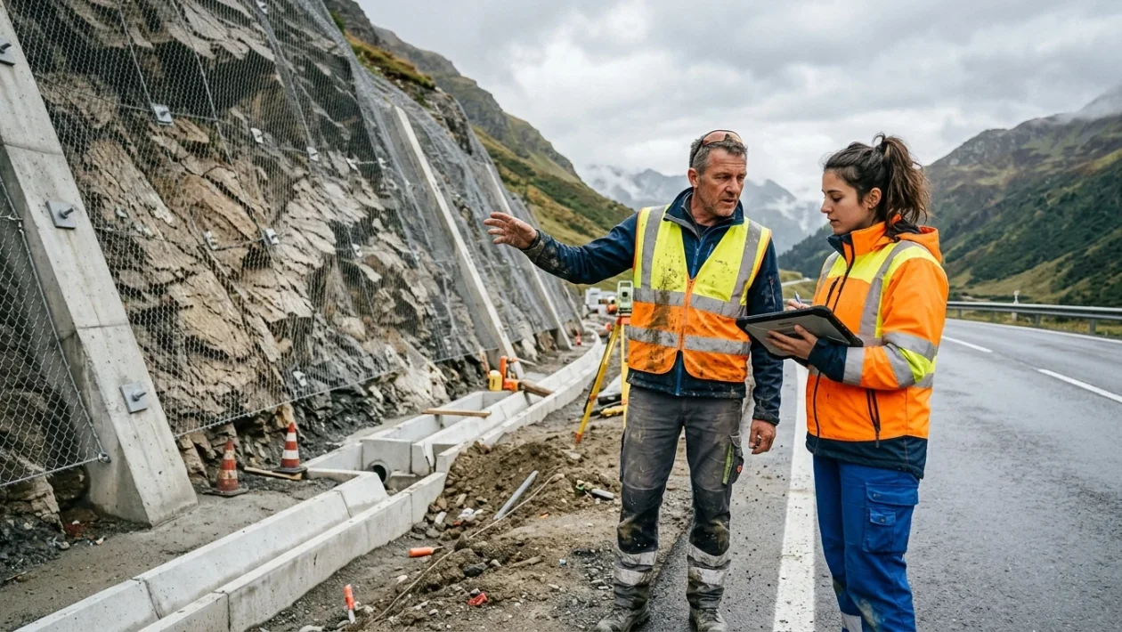 Cantiere per la messa in sicurezza e il consolidamento del suolo contro il dissesto idrogeologico