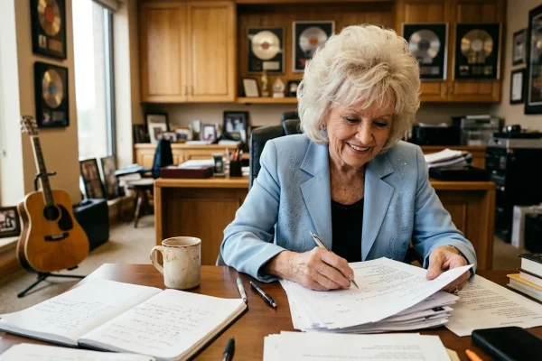 Dolly Parton icona della musica country con un abito luminoso e vistoso