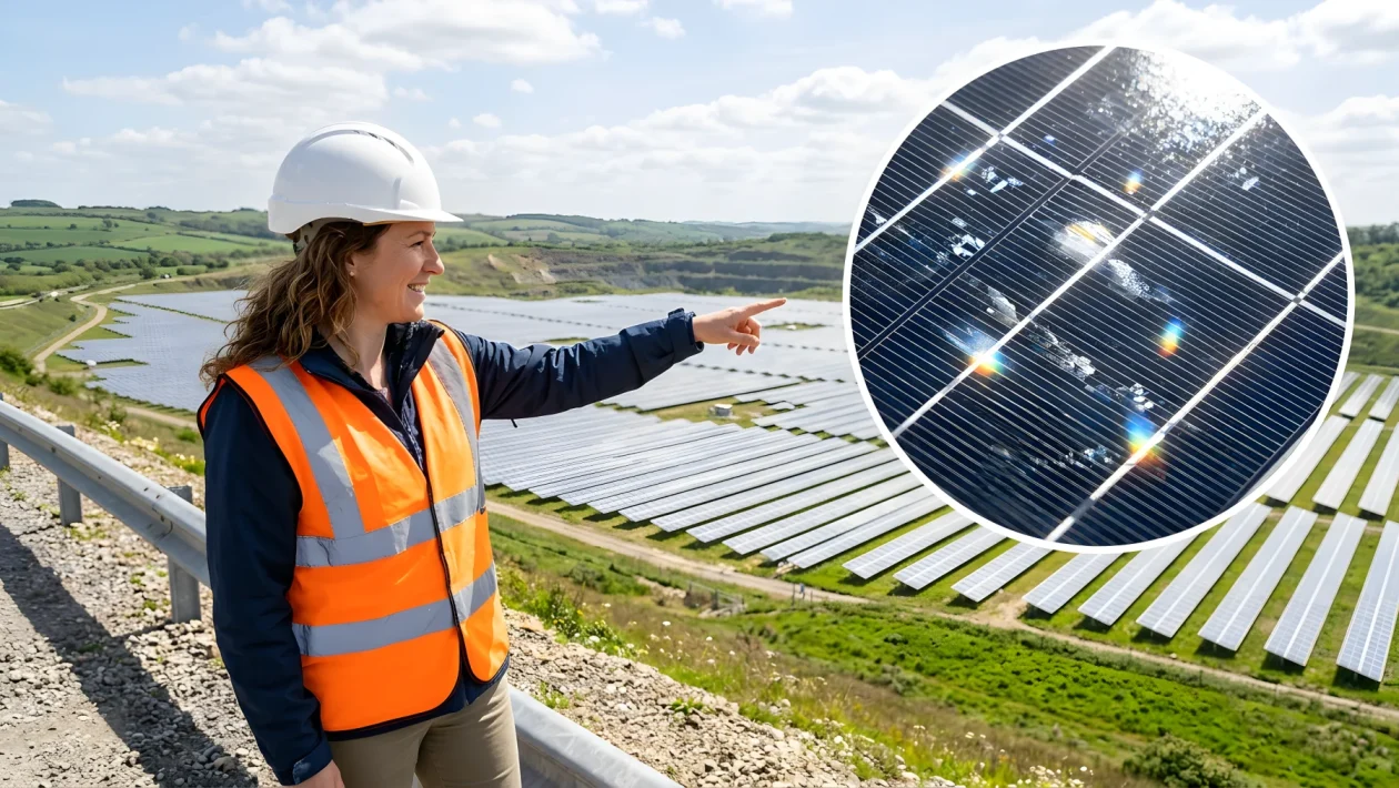 Parco solare con moduli fotovoltaici bifacciali su terreno riqualificato