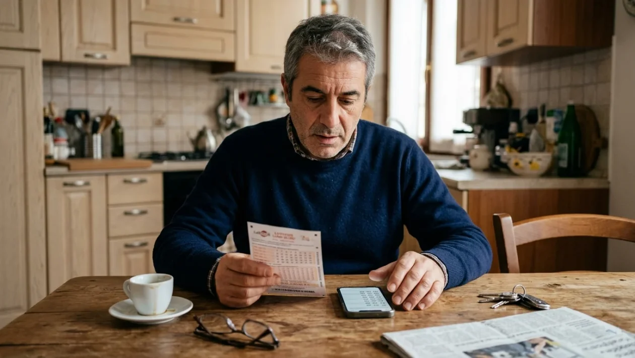 Ricevute e schedine di gioco per la verifica delle estrazioni del Lotto e SuperEnalotto