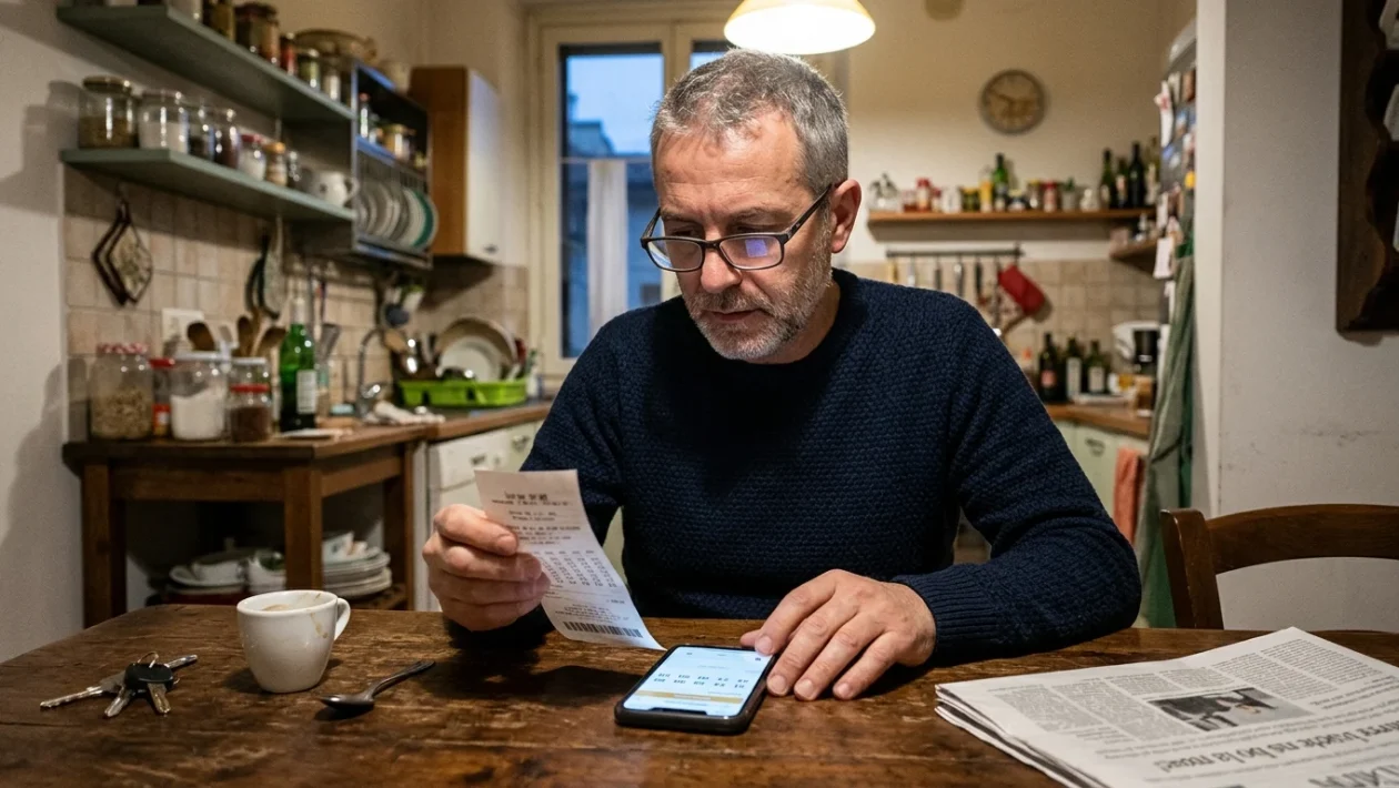 Ricevuta di gioco del Lotto e SuperEnalotto con tabellone dei numeri vincenti
