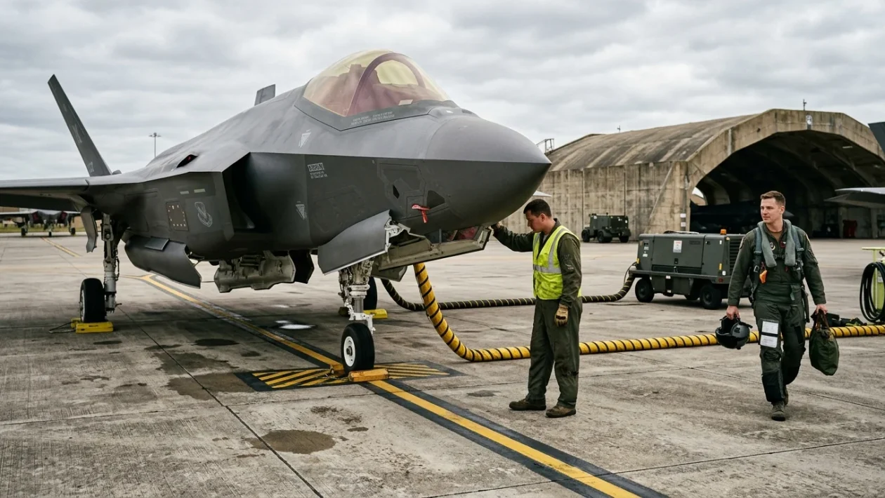 Caccia multiruolo stealth F-35 Lightning II in volo durante una missione addestrativa