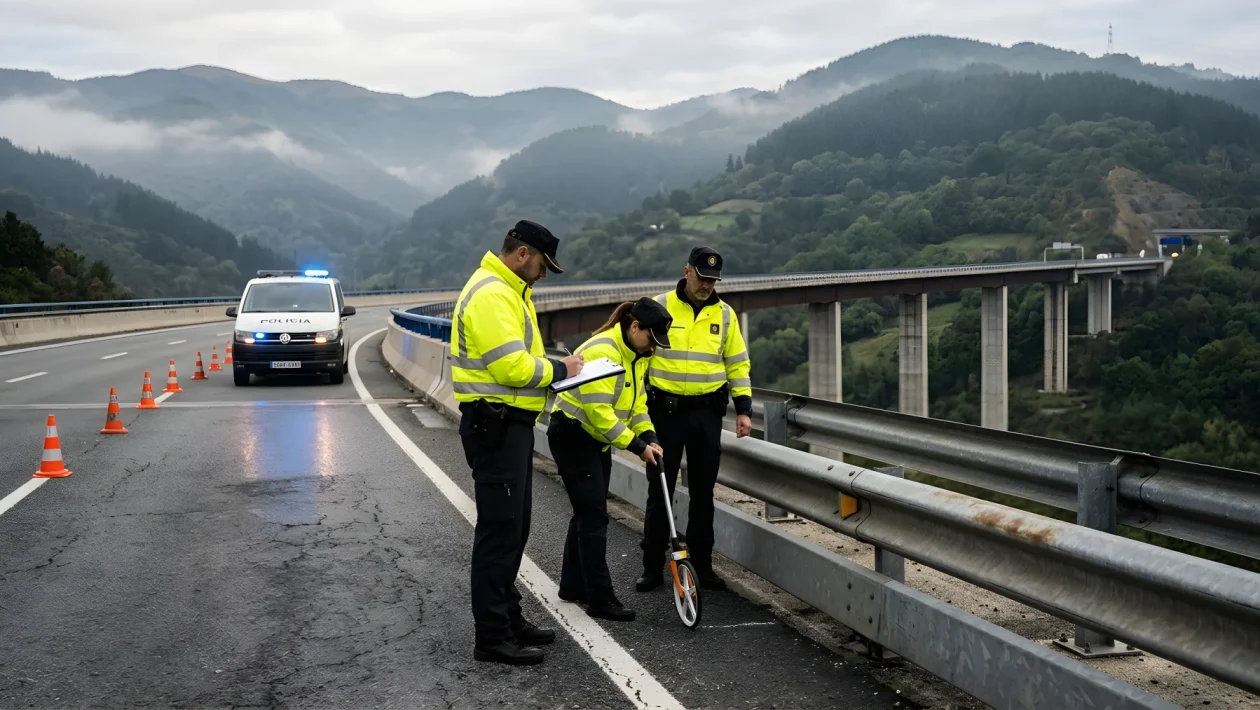 Rilievi della polizia stradale sul cavalcavia dell'autostrada A1