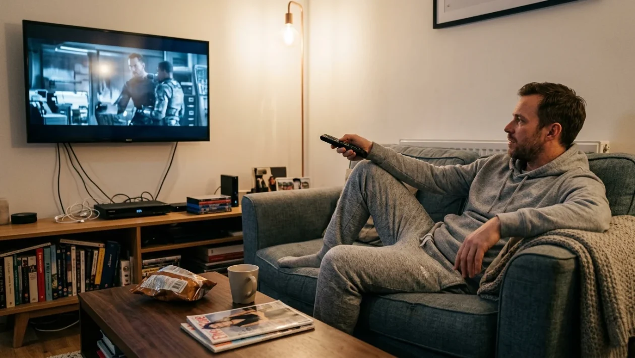 Schermo televisivo con programmazione dei film in prima serata sul digitale terrestre