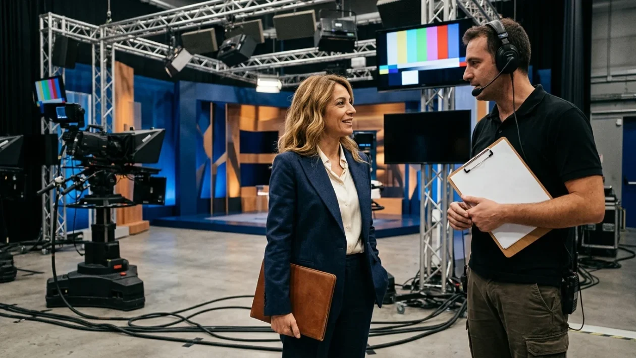 Francesca Barra giornalista e conduttrice televisiva in studio