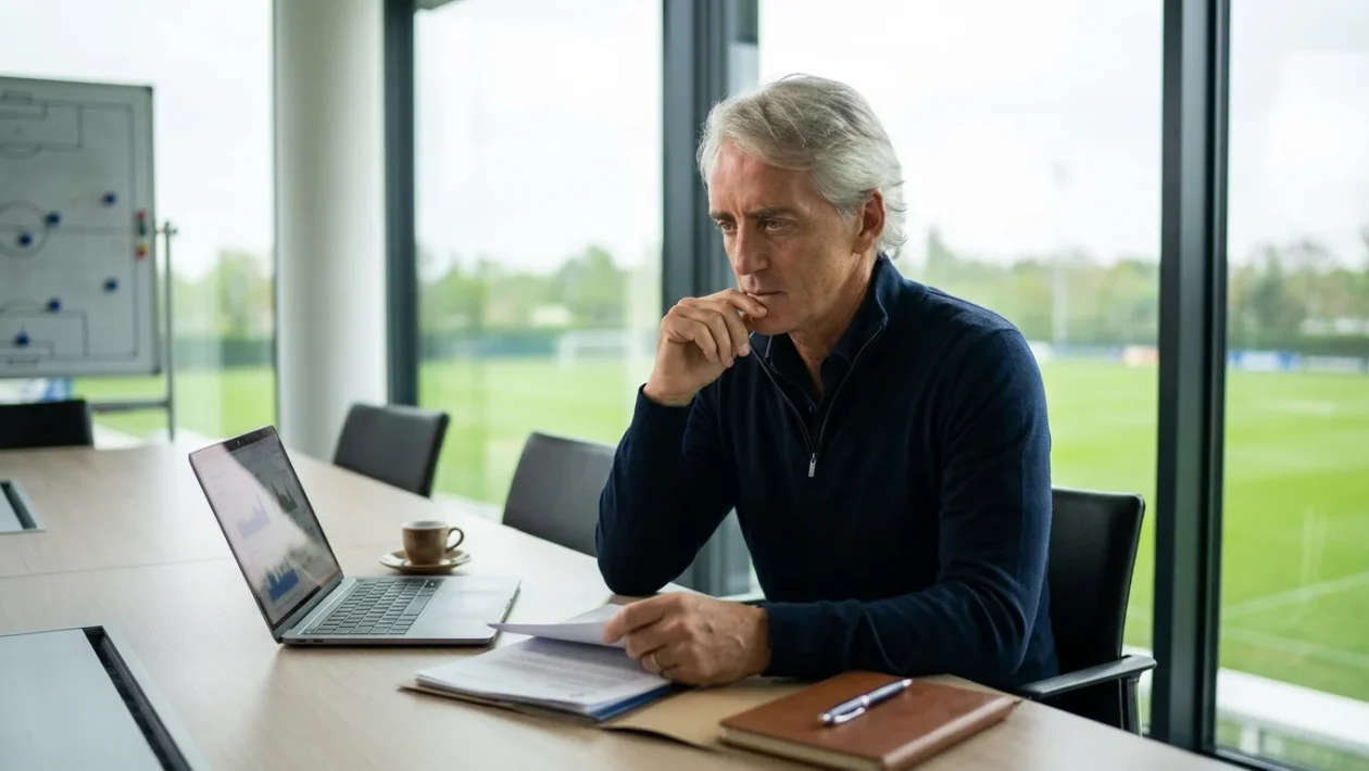 Gian Piero Gasperini a bordo campo mentre dà indicazioni tattiche