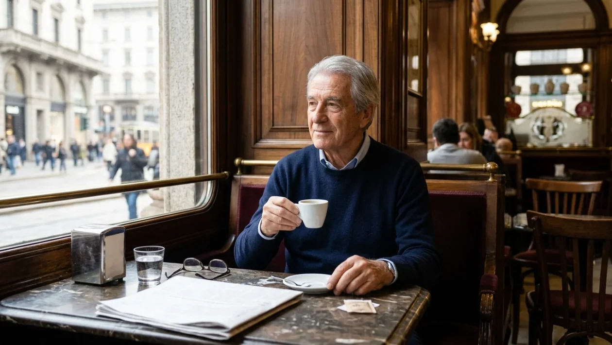 Gianni Rivera ritratto durante un incontro pubblico dedicato ai grandi protagonisti del calcio azzurro