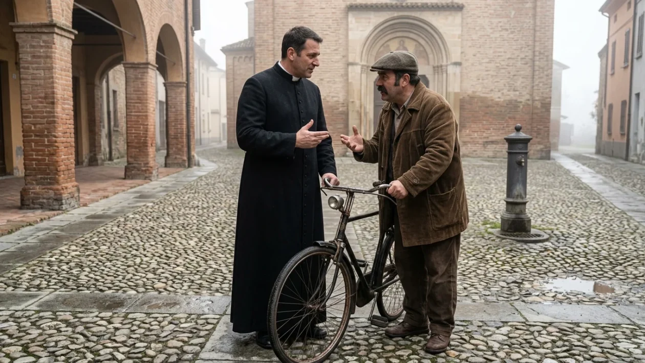 Ritratto ideale di Giovannino Guareschi autore di Don Camillo e Peppone