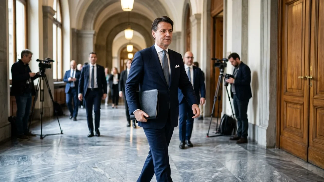 Giuseppe Conte durante un intervento pubblico istituzionale