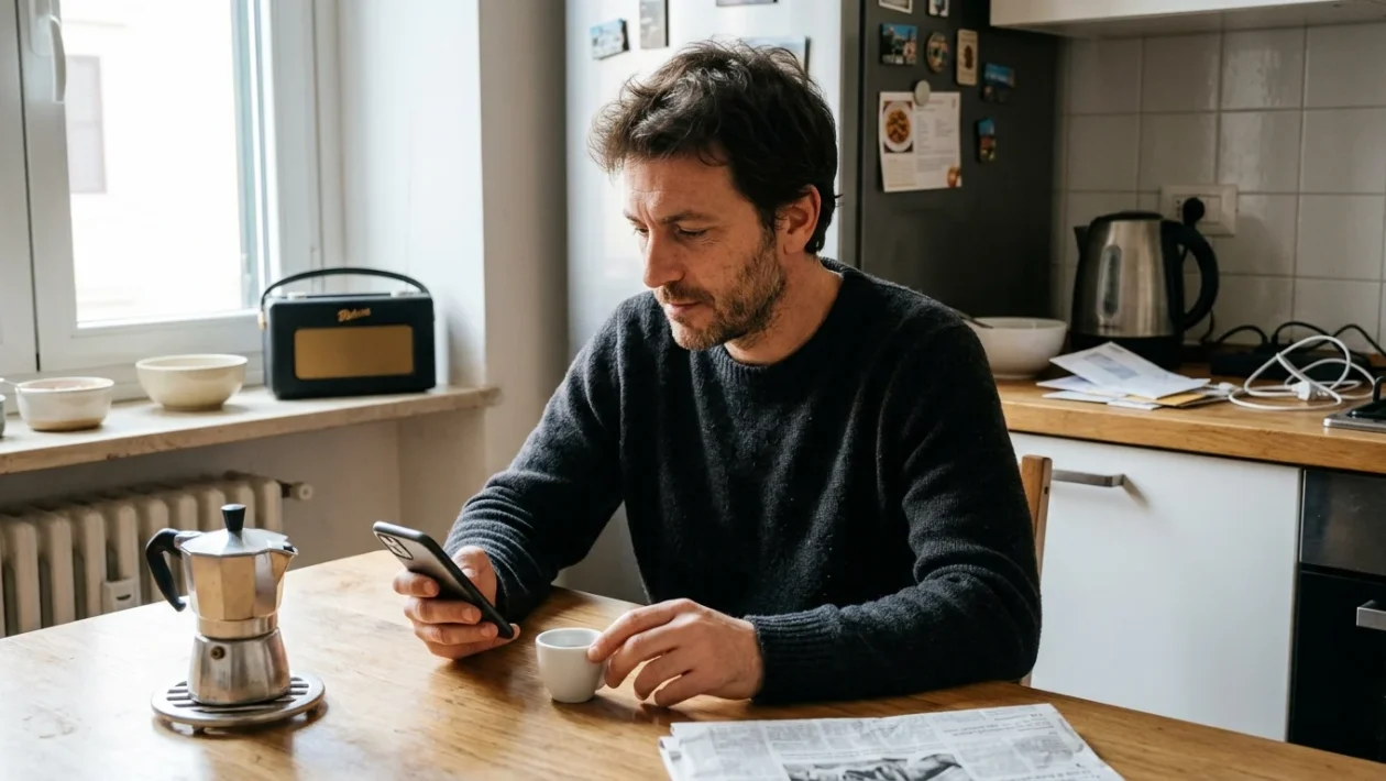Microfono professionale da studio radiofonico con cuffie per trasmissione in diretta
