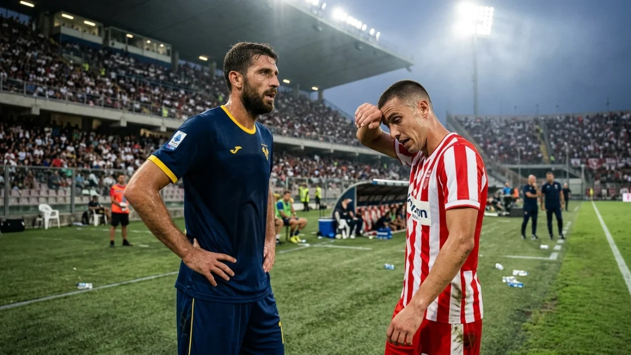 Fase di gioco accesa durante il derby veneto tra Hellas Verona e Vicenza allo stadio Bentegodi