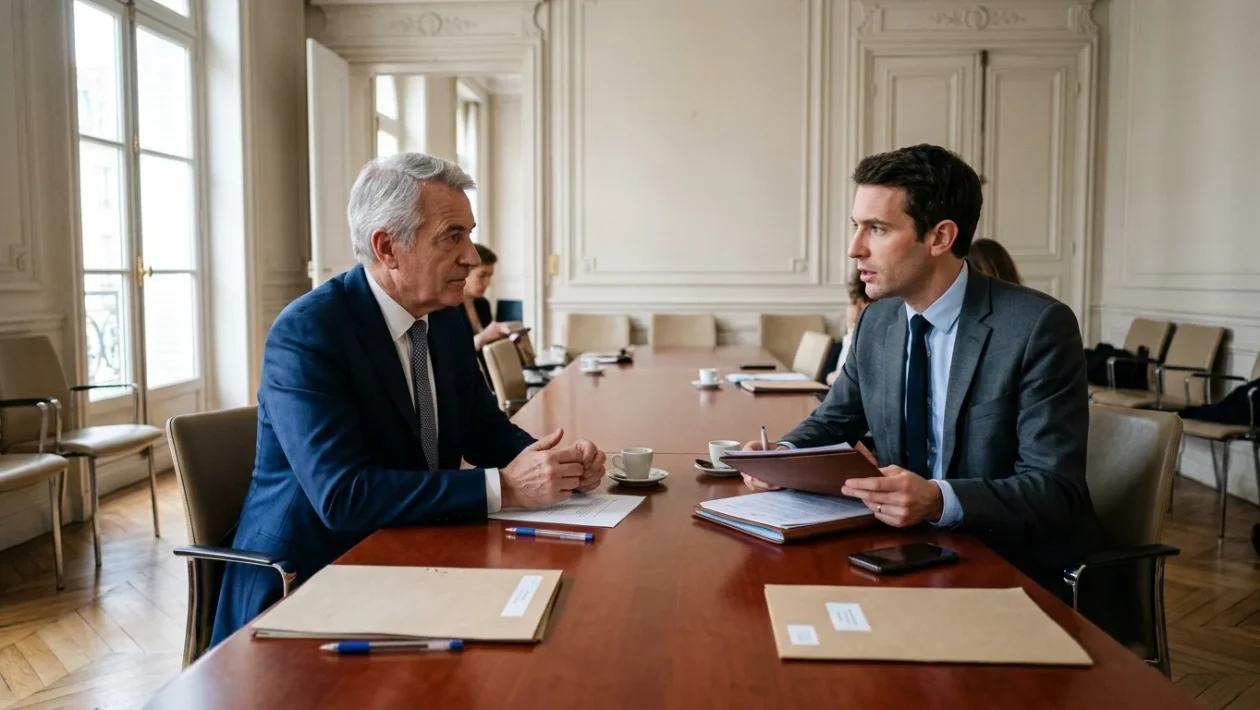 Sede del partito Les Republicains a Parigi con simboli della destra gollista