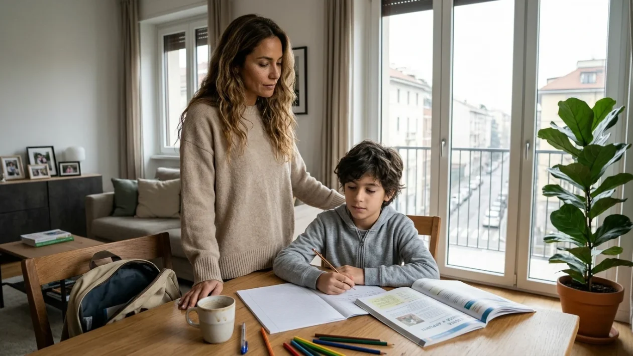 Santiago e la madre Belen Rodriguez in un momento di vita quotidiana