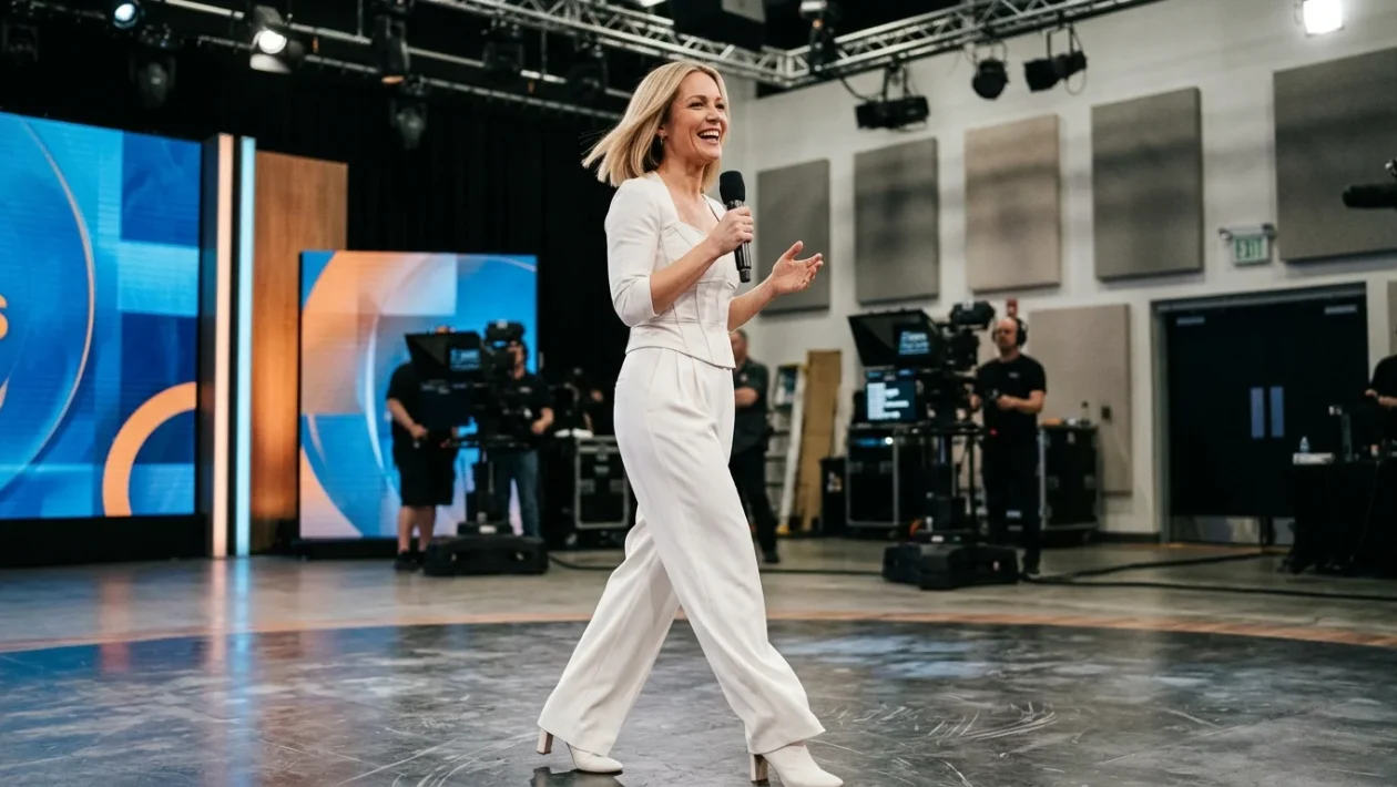 Ilary Blasi in studio al Grande Fratello con completo bianco Ermanno Scervino
