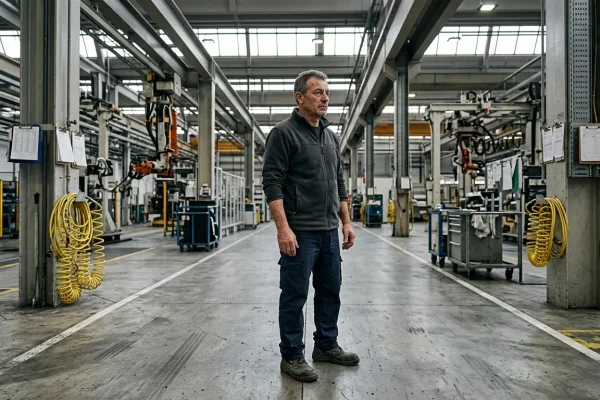 Stabilimento automobilistico storico e linee di montaggio industriali