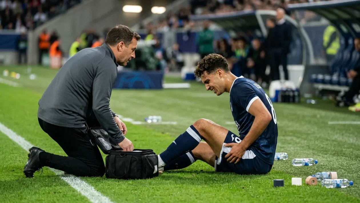 Gianluca Busio a terra soccorso dallo staff medico durante Venezia-Fiorentina