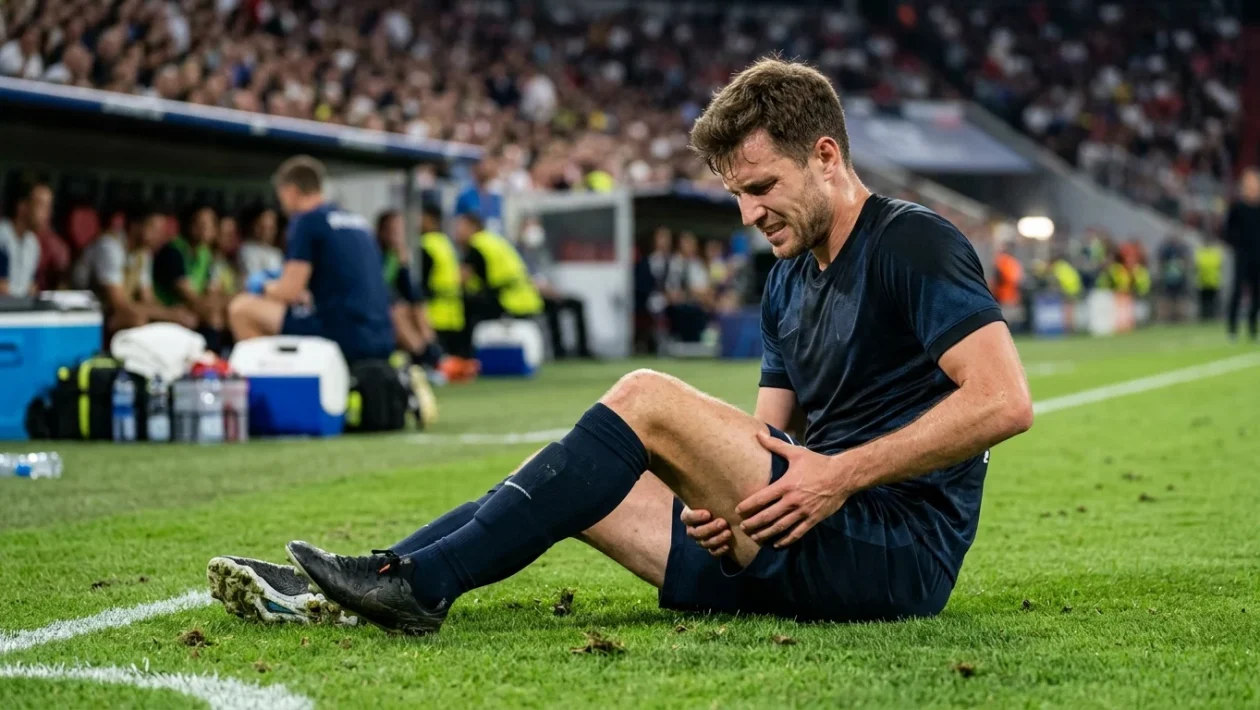 Il difensore John Stones esce dal campo dolorante durante una gara ufficiale