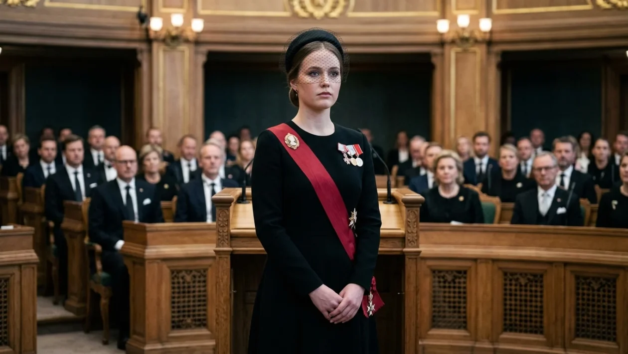 La principessa Ingrid Alexandra di Norvegia con re Haakon durante la cerimonia ufficiale