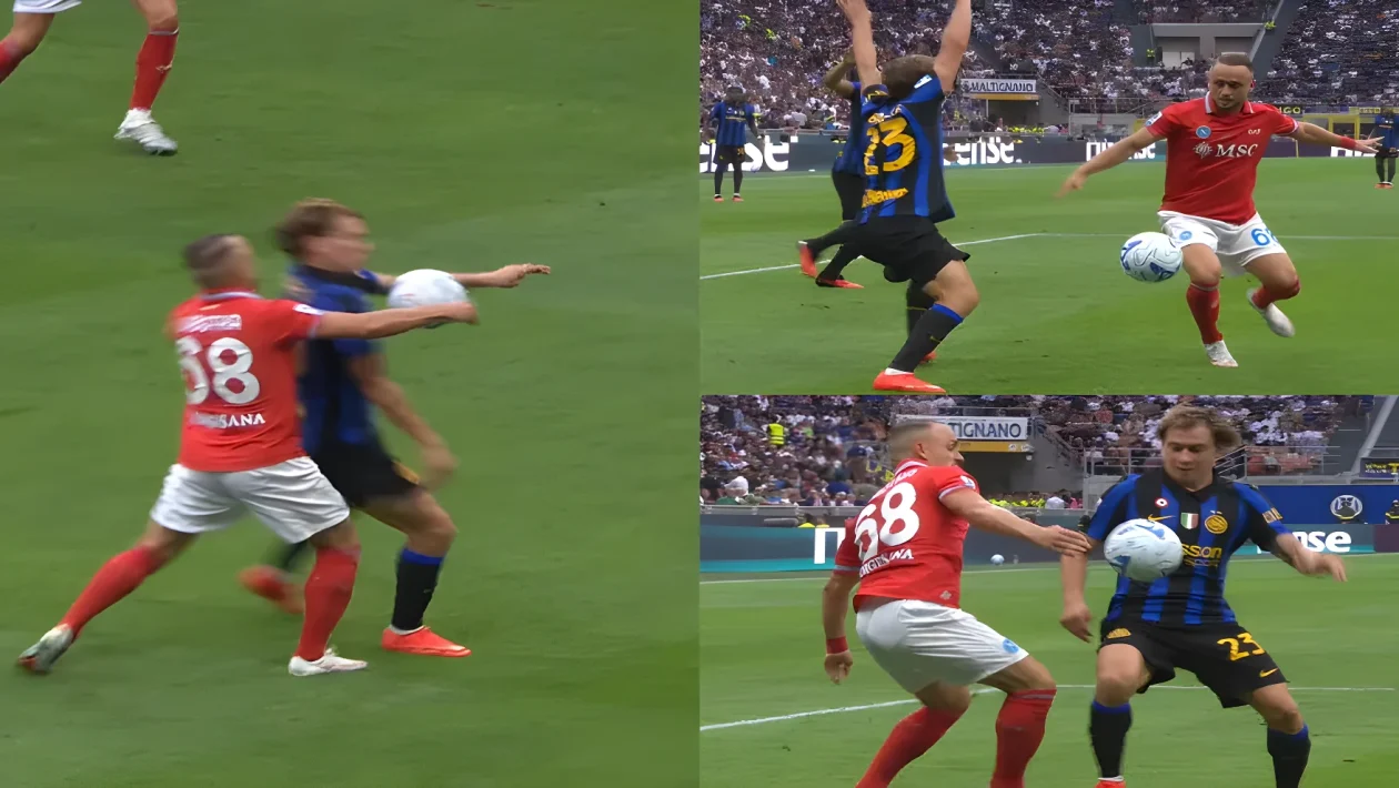 Inter-Napoli, bufera sul tocco di mano di Lobotka: Sozza grazia gli azzurri e scatena Barella