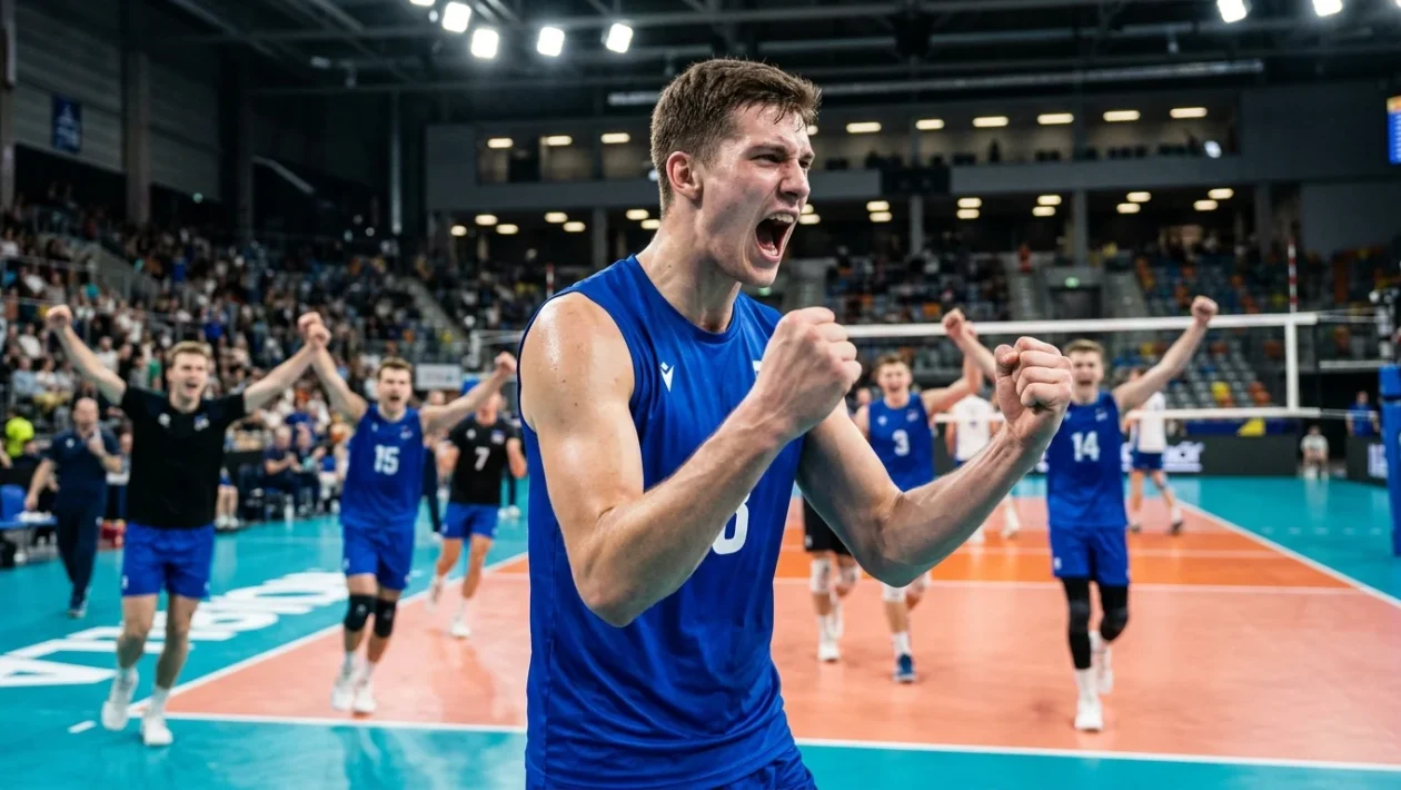 Pardo Mati in azione durante la partita degli Europei di volley maschile al PalaPanini