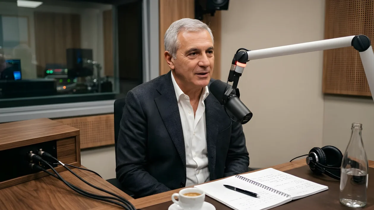 Giovanni Carnevali durante un intervento radiofonico sulla panchina della Juventus