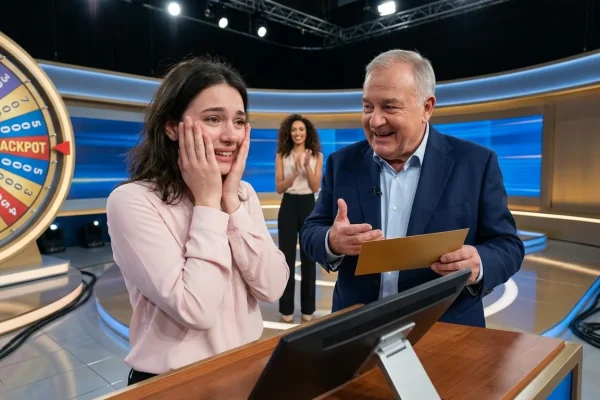 Chiara Sangiovanni festeggia la vincita record a La Ruota della Fortuna con Gerry Scotti