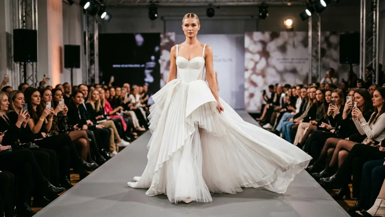 Laila Hasanovic sfila in passerella con un abito da sposa per Søren Le Schmidt
