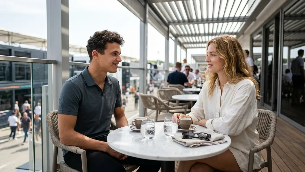Lando Norris nel paddock di Formula 1 durante un weekend di gara
