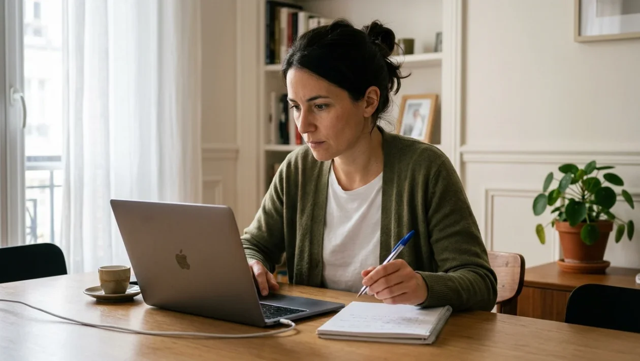 Postazione di lavoro da remoto con computer portatile e documenti della Pubblica Amministrazione