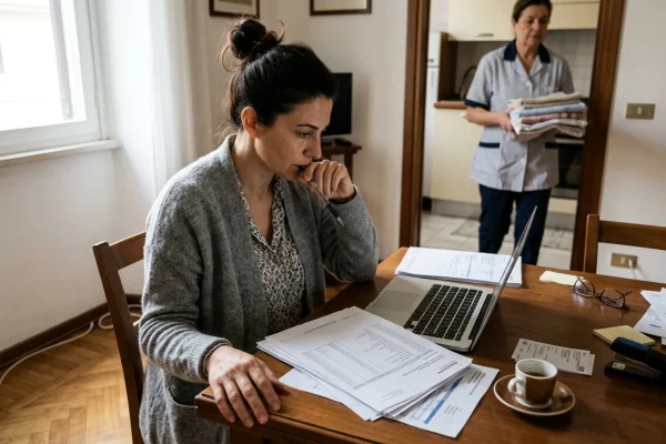 Documenti fiscali e calcolatrice per la dichiarazione del lavoro domestico nel modello 730