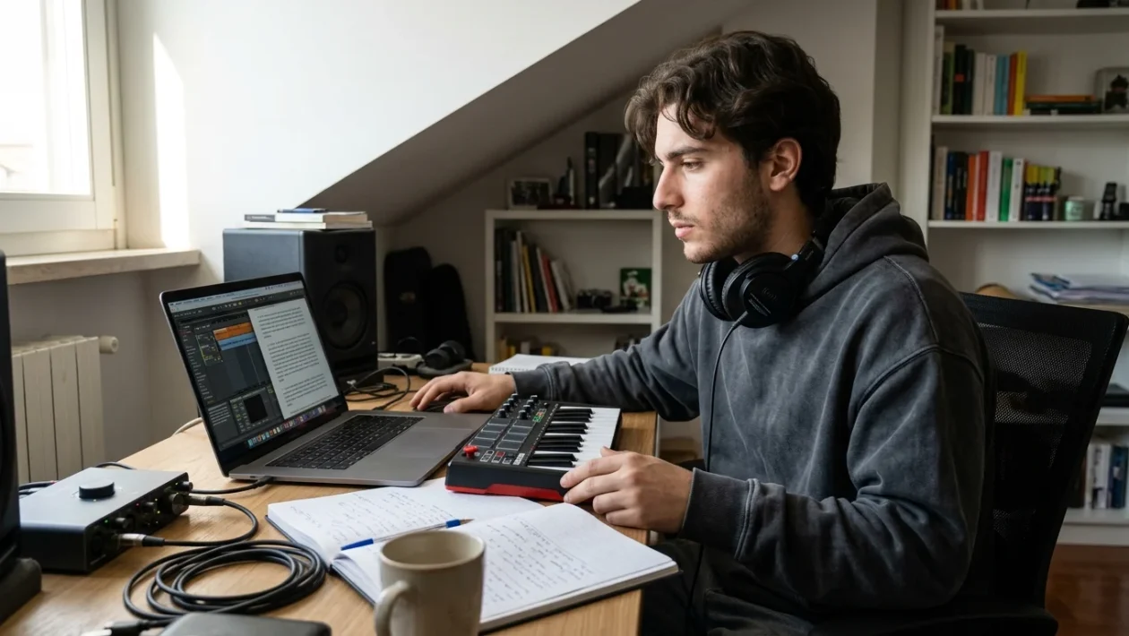 Un giovane studente concentrato sui propri progetti personali e formativi