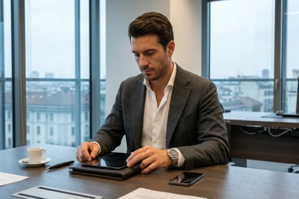 Leonardo Maria Del Vecchio all'arrivo in tribunale a Milano