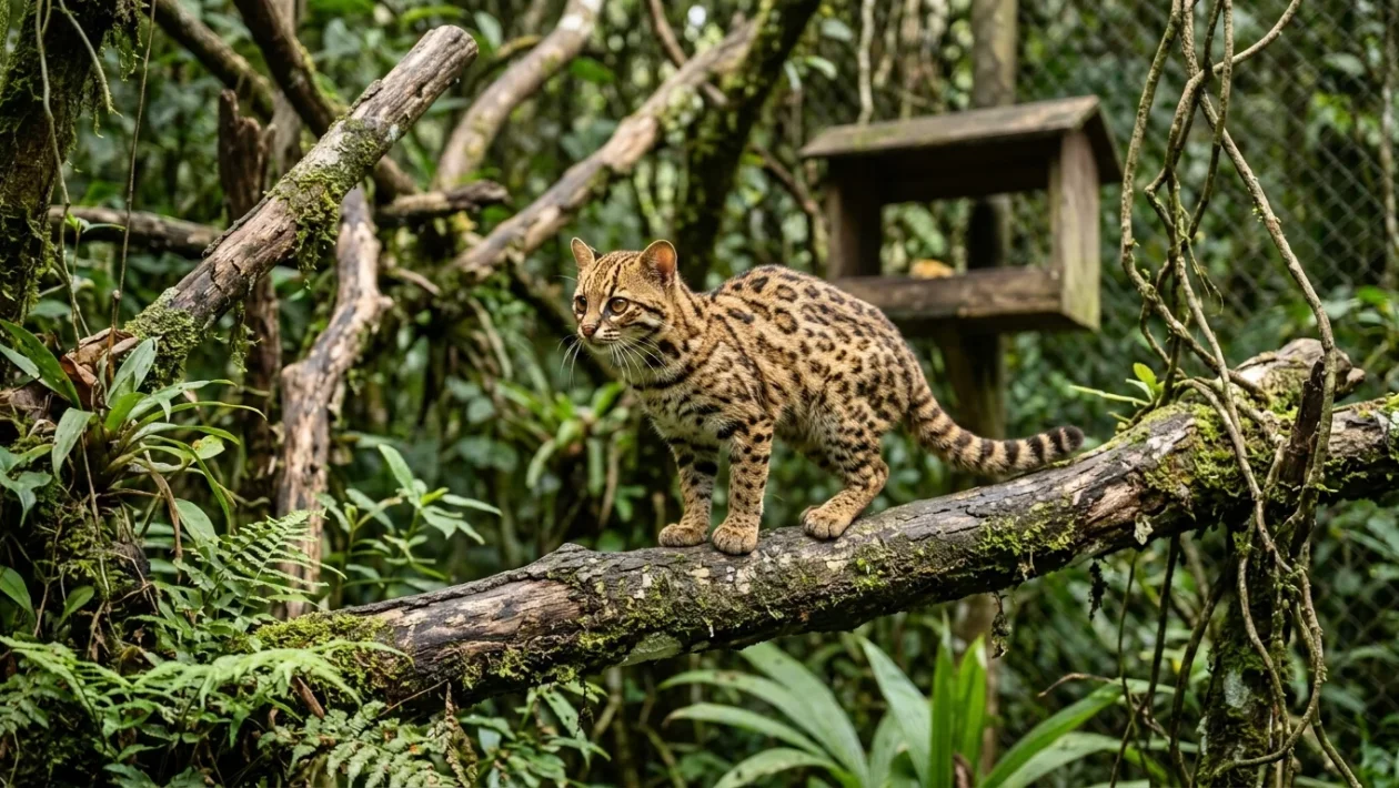 Esemplare di Leopardus tilcayo felino selvatico delle foreste della Bolivia