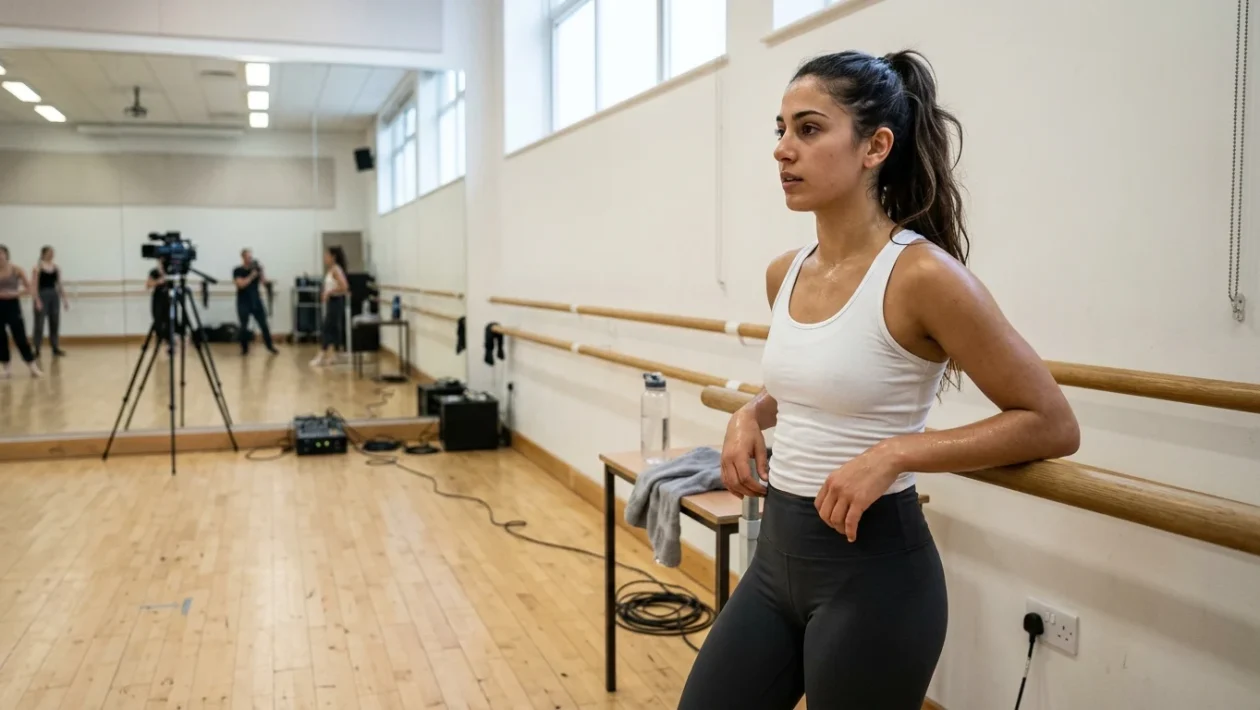 Lorella Boccia durante una coreografia di danza sul palco televisivo