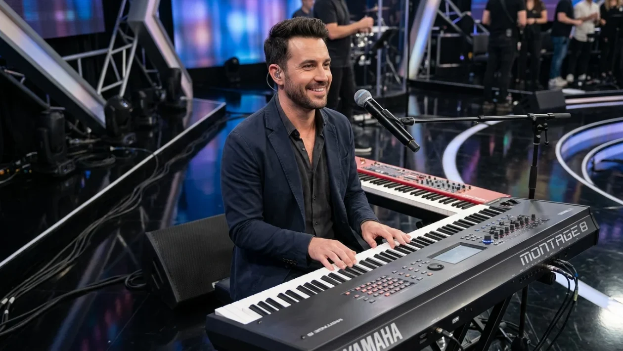 Marco Galeone cantante e tastierista dei Fortuna Five a La Ruota della Fortuna