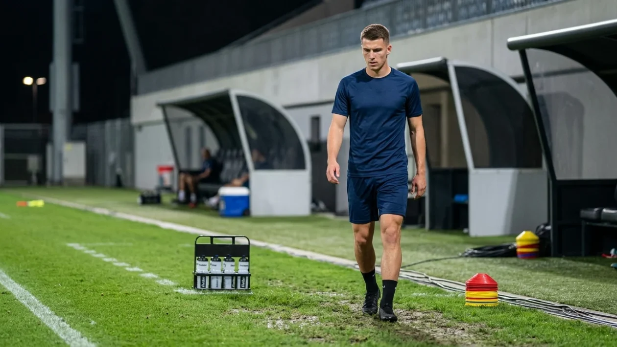 Giocatore in campo durante una fase di gioco sulla fascia destra