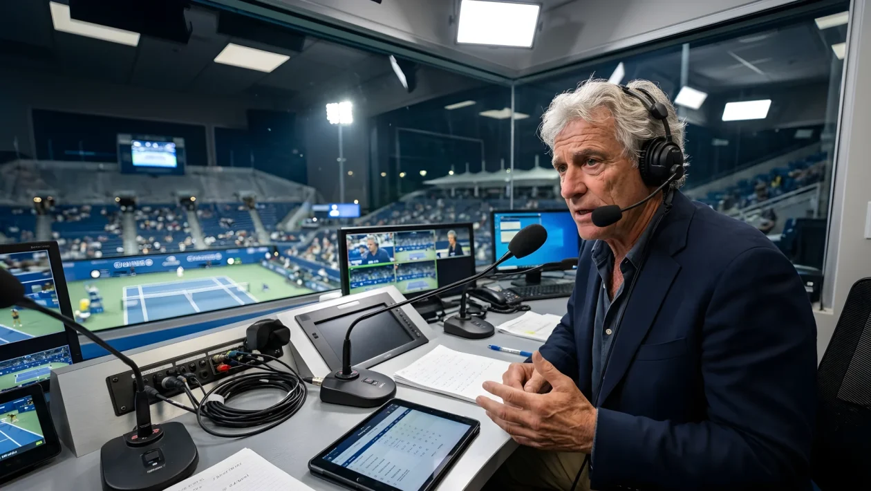 John McEnroe al microfono durante un torneo del Grande Slam
