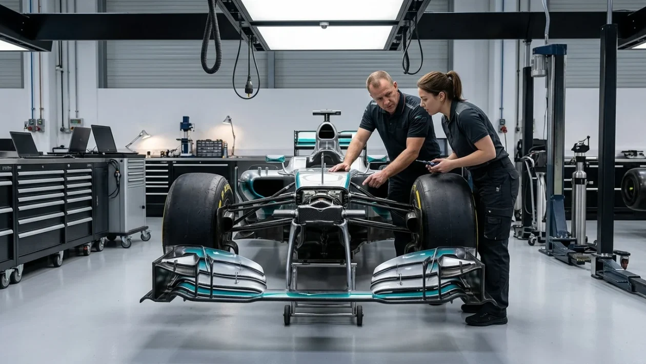 La monoposto Mercedes-AMG F1 W10 in pista