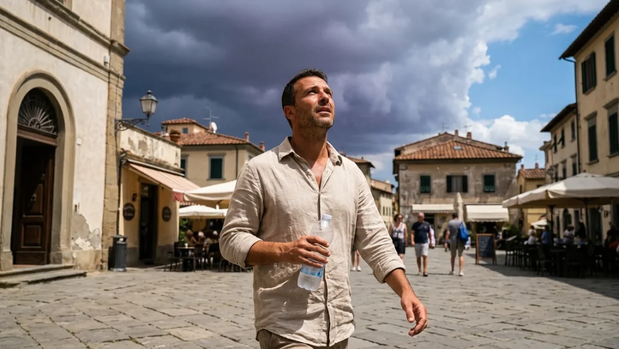 Mappa previsioni meteo con anticiclone africano e correnti atlantiche sull'Italia