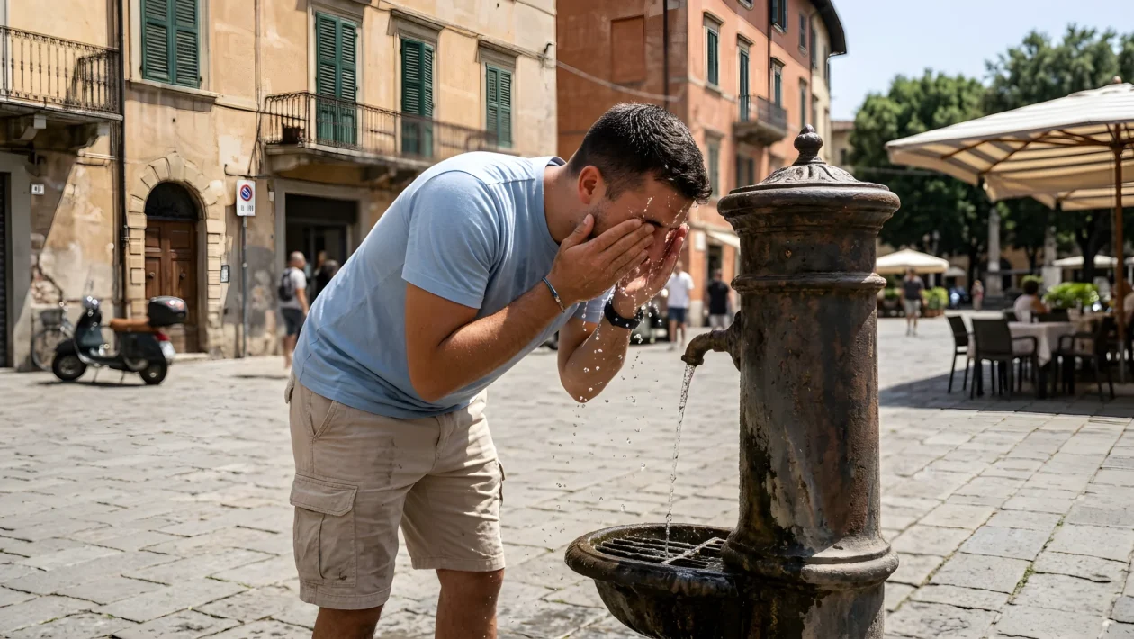 Termometro sotto il sole che segna temperature elevate durante un'ondata di calore