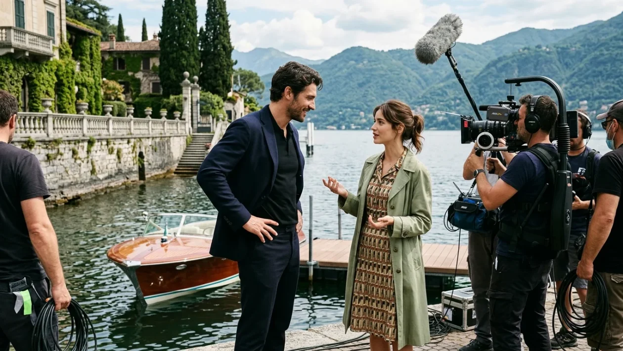 Michele Morrone e Benedetta Porcaroli sul set panoramico del Lago Maggiore
