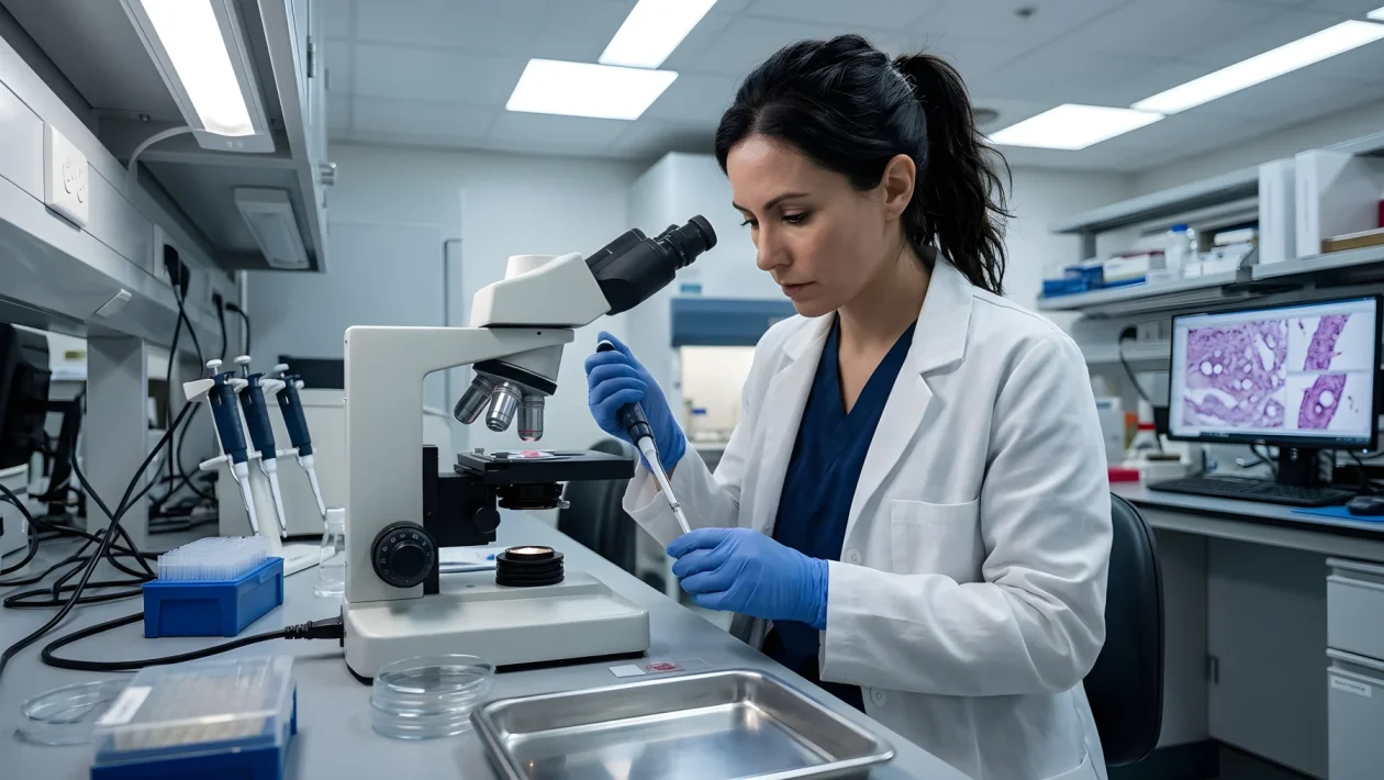 Rappresentazione concettuale di microplastiche e particelle sintetiche nei tessuti biologici
