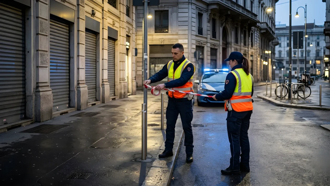 Auto della Polizia di Stato con lampeggianti accesi durante un intervento notturno a Milano