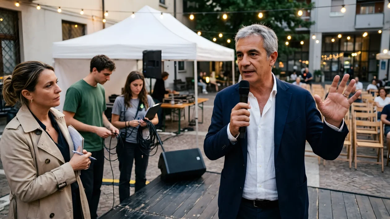 Giuseppe Sala interviene a un incontro politico a Milano