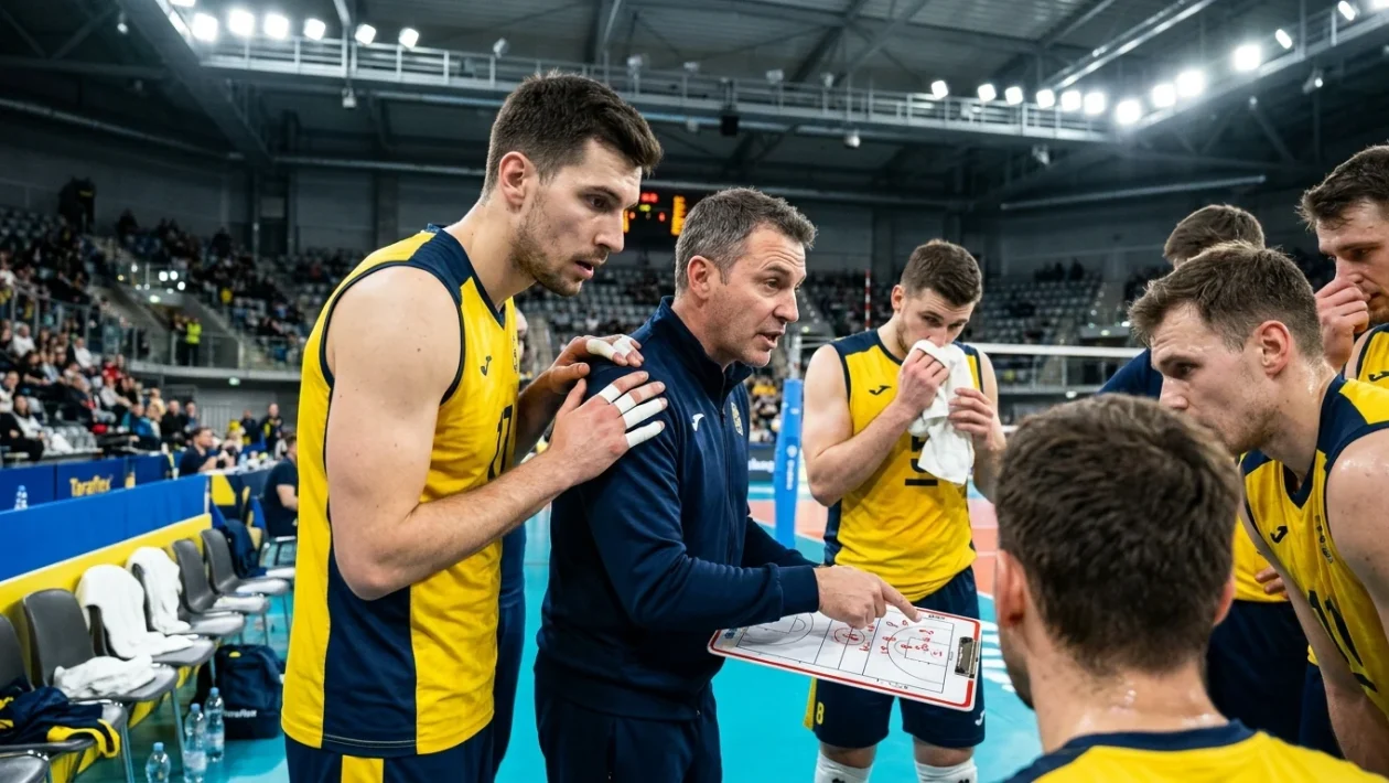Pallone da pallavolo professionale posizionato sul taraflex di un palasport della SuperLega italiana