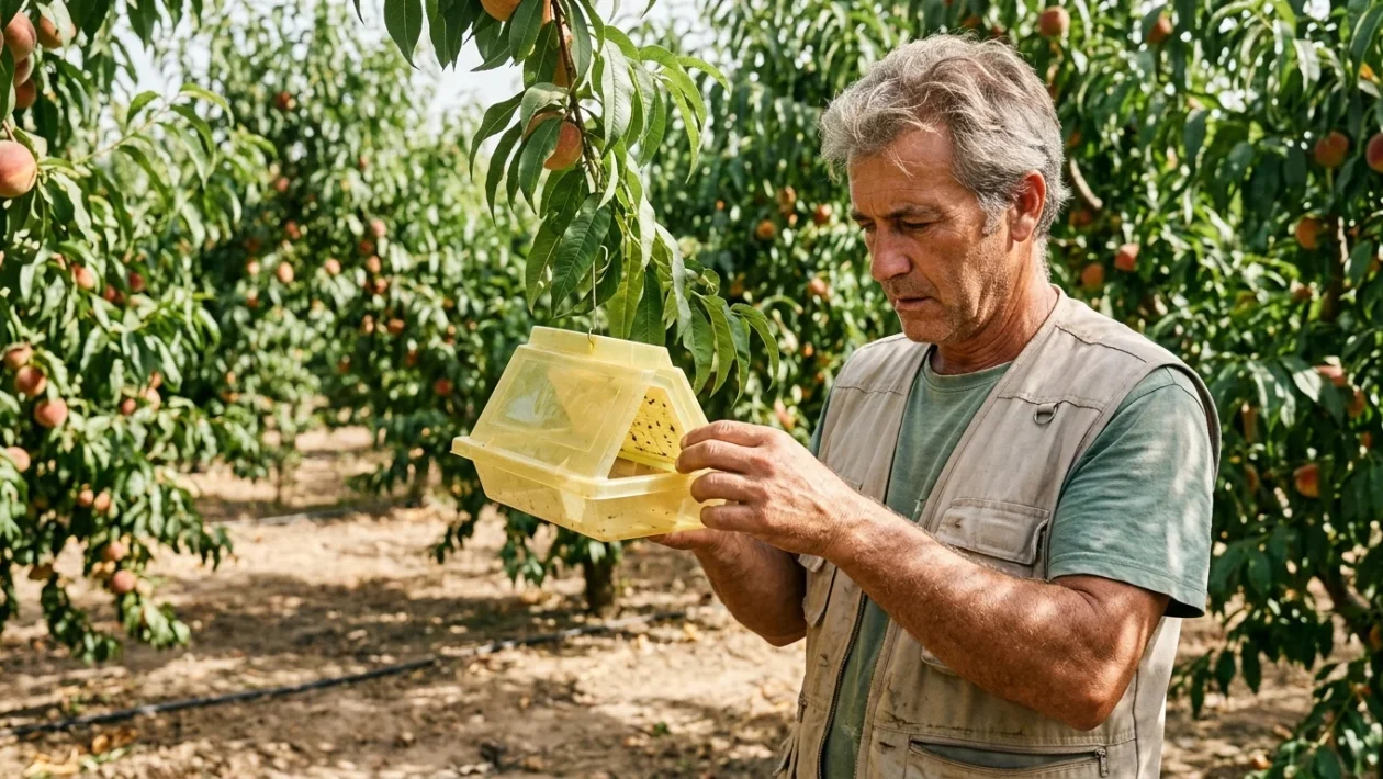 Esemplare di mosca orientale della frutta Bactrocera dorsalis su un agrume