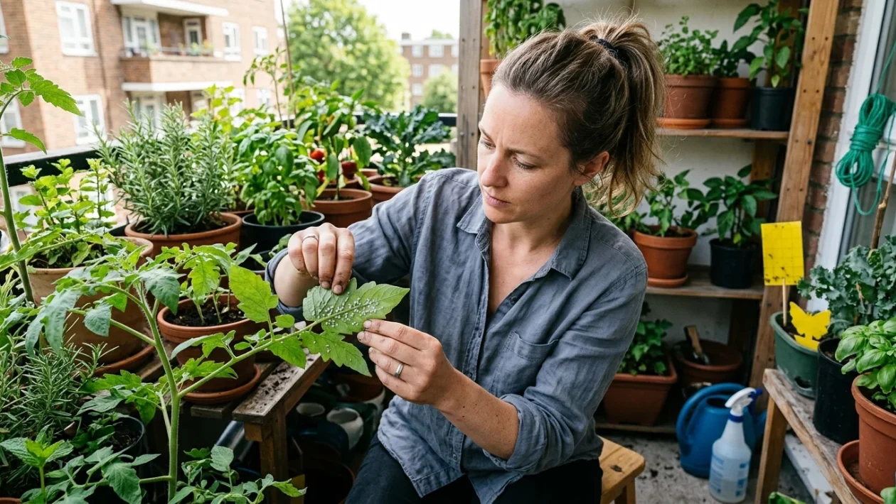 Foglia di pianta infestata da mosche bianche